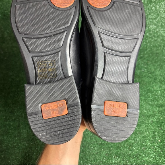 Aldo Black Leather Lace Up Almond Cap Toe Dress Shoes Mens Size 12 - Excellent - Picture 10 of 13